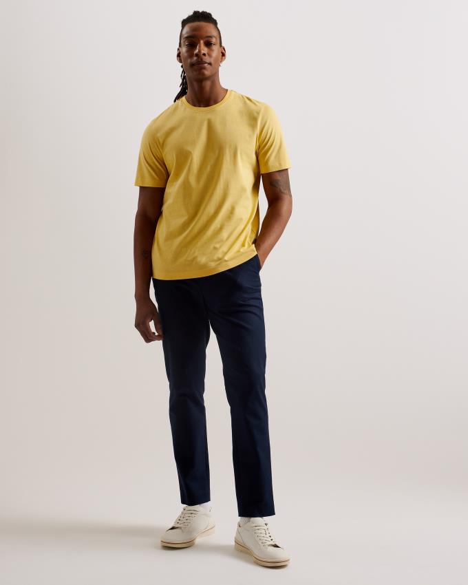 T-Shirt Ted Baker Short Sleeve Regular Fit Plain Jaune Homme | ZGO-66762962